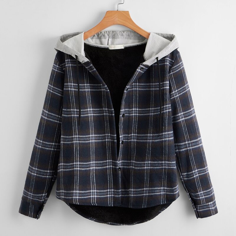 

Plaid Hooded Coat, Multicolor