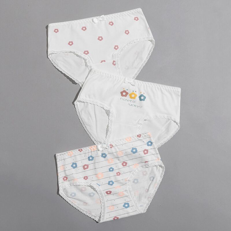 

3pack Floral Panty Set, White