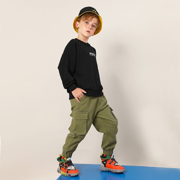 

Boys Flap Pockets Cargo Pants, Army green