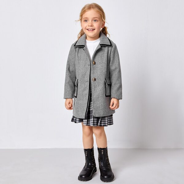 

Toddler Girls Tape Flap Pockets Overcoat, Grey