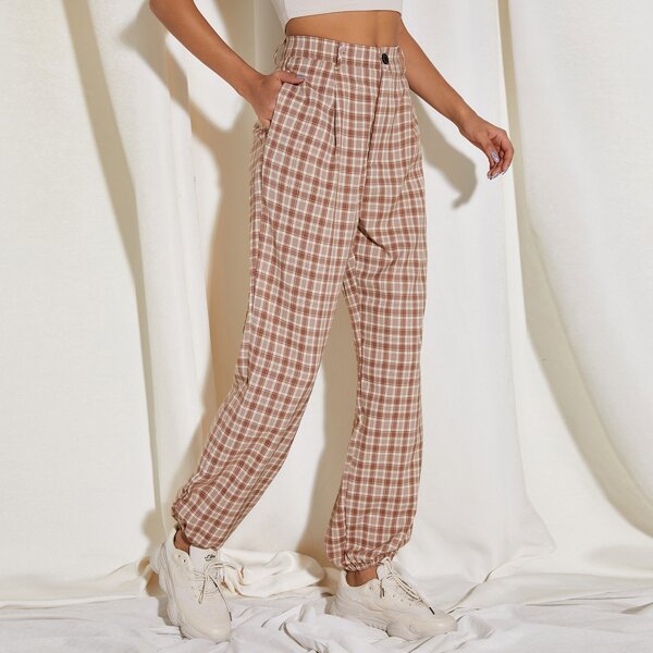 

Tartan High Waist Tapered Pants, Multicolor