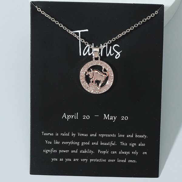 

Men Constellation Round Charm Necklace, Rose gold