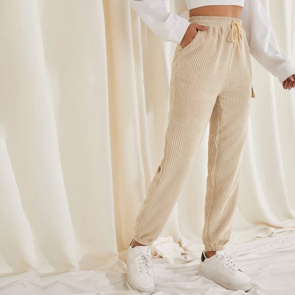 

Drawstring Waist Flap Pocket Pants, Khaki