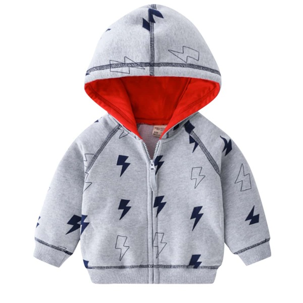 

Toddler Boys Geo Print Raglan Sleeve Hooded Jacket, Grey
