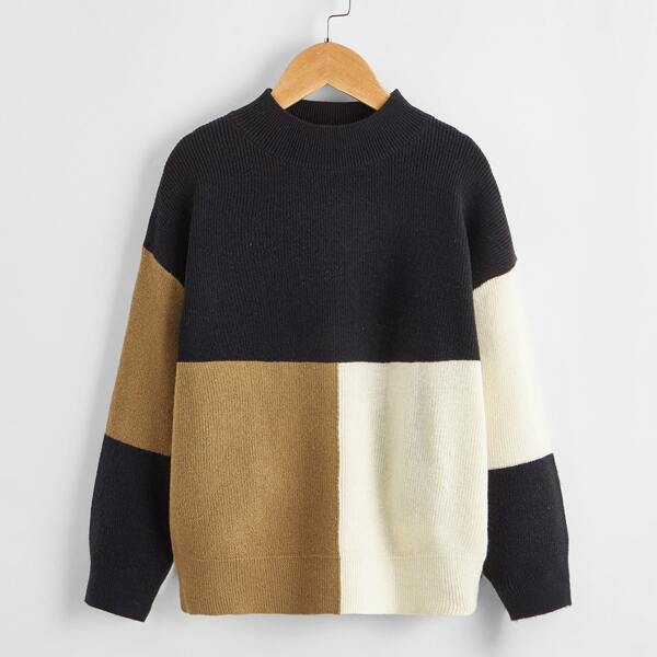 

Boys Drop Shoulder Colorblock Sweater, Multicolor