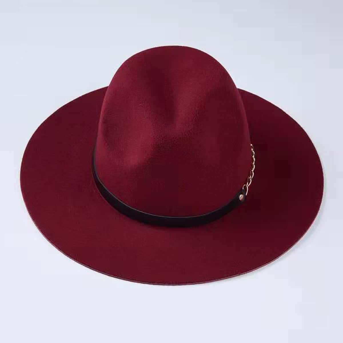 

Chain Decor Floppy Hat, Burgundy