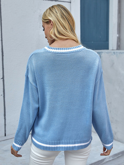 Skull Pattern Drop Shoulder Sweater
