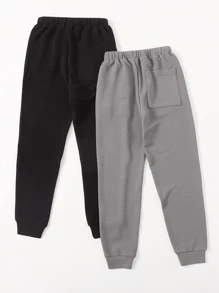 SHEIN Tween Boys 2 Packs Drawstring Waist Joggers - Multicolor - View 2