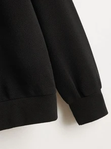 SHEIN LUNE Plus Floral Print Yoke Pullover Winter Fall Autumn - Black - View 4