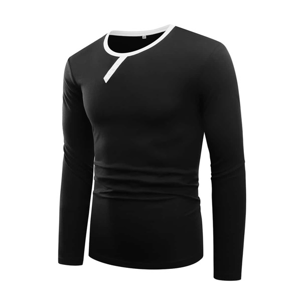 

Men Contrast Binding Crew neck Tee, Black