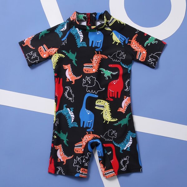 

Toddler Boys Cartoon Dinosaur One Piece Swimsuit, Multicolor