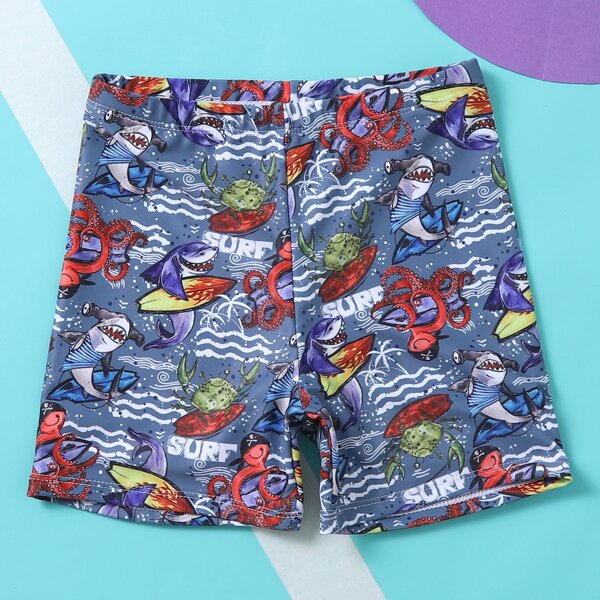 

Toddler Boys Octopus & Shark Print Swim Trunks, Multicolor