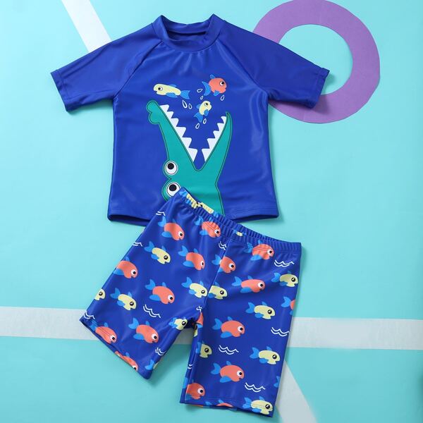

Toddler Boys Croc & Fish Print Swimsuit, Multicolor