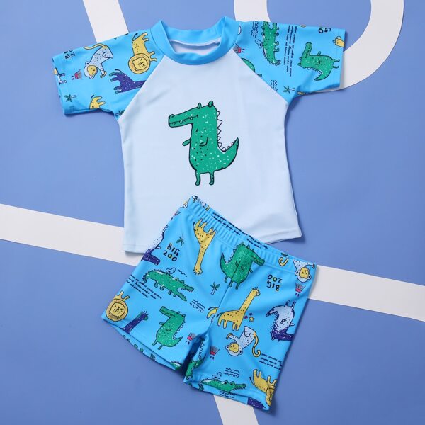 

Toddler Boys Cartoon Animal Print Swimsuit, Multicolor