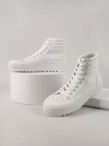 SHUZIA Lace Up High Top Sneakers - White - View 4
