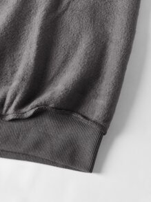 SHEIN BASICS Pullover de hombros caídos forro polar - Gris Oscuro - Ver 6