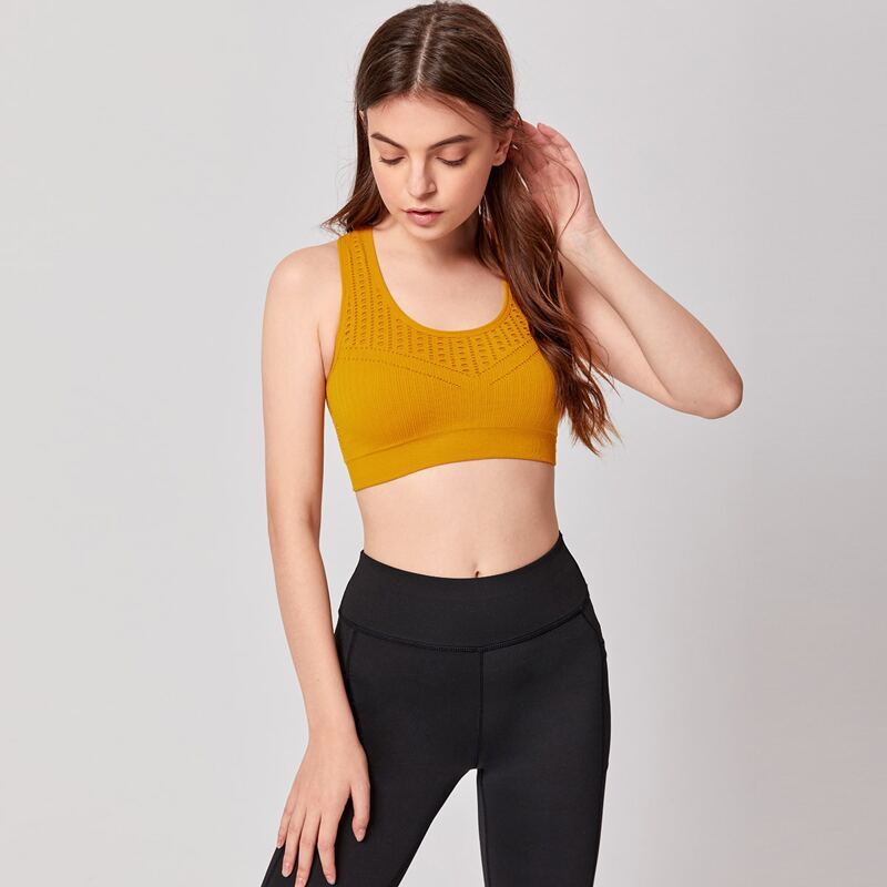 

Solid Sports Bra, Yellow mustard yellow