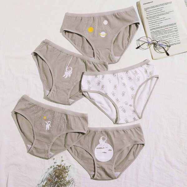 

5pack Cartoon Graphic Panty Set, Multicolor
