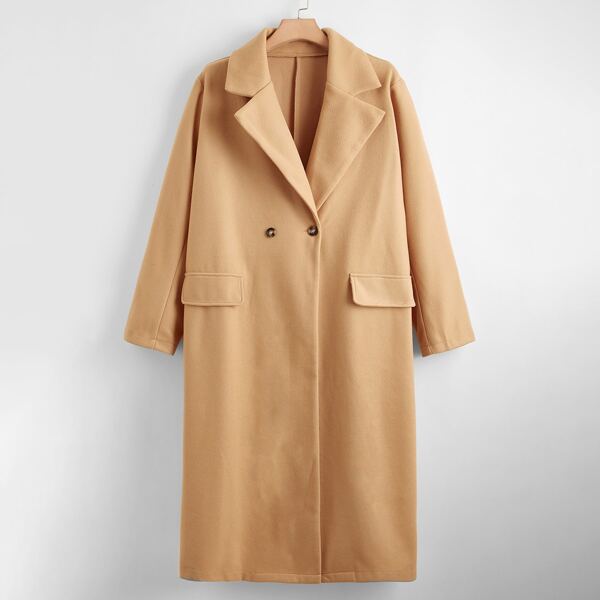 

Plus Lapel Collar Button Overcoat, Camel