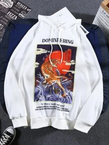 Manfinity Áo nỉ Nam Dây kéo Lá thư Đường phố - trắng - Xem 1