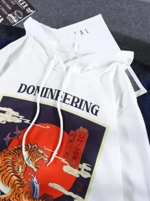 Manfinity Áo nỉ Nam Dây kéo Lá thư Đường phố - trắng - Xem 3