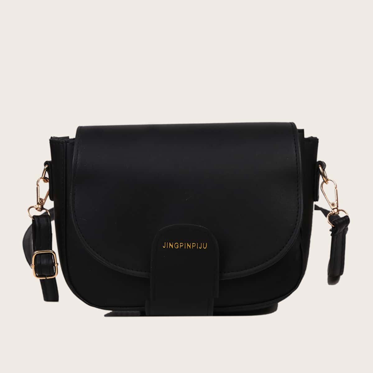 

Solid Flap Crossbody Bag, Black