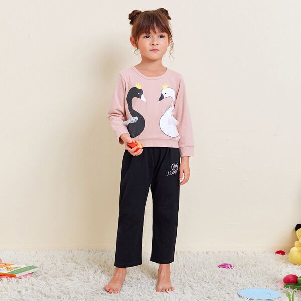 

Toddler Girls Cartoon And Letter Graphic PJ Set, Multicolor