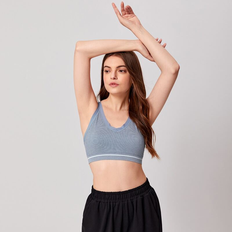 

Crisscross Back Sports Bra, Blue