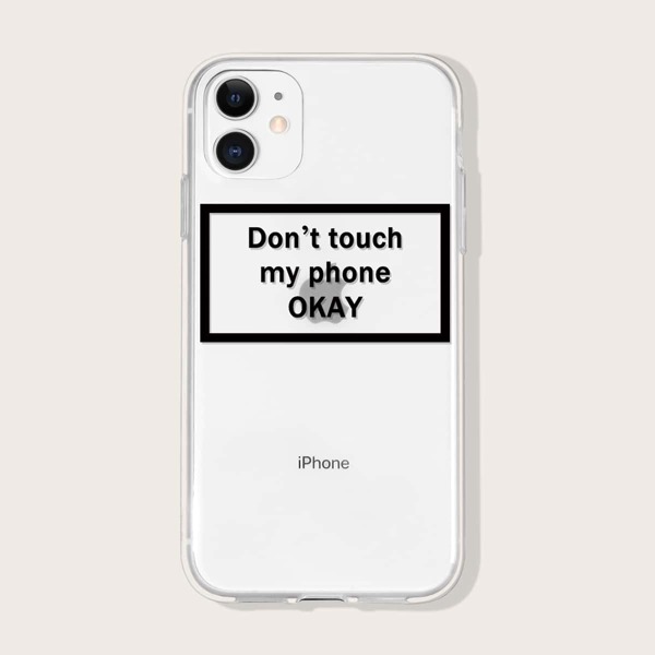 

Прозрачный чехол для iPhone с текстовым принтом
