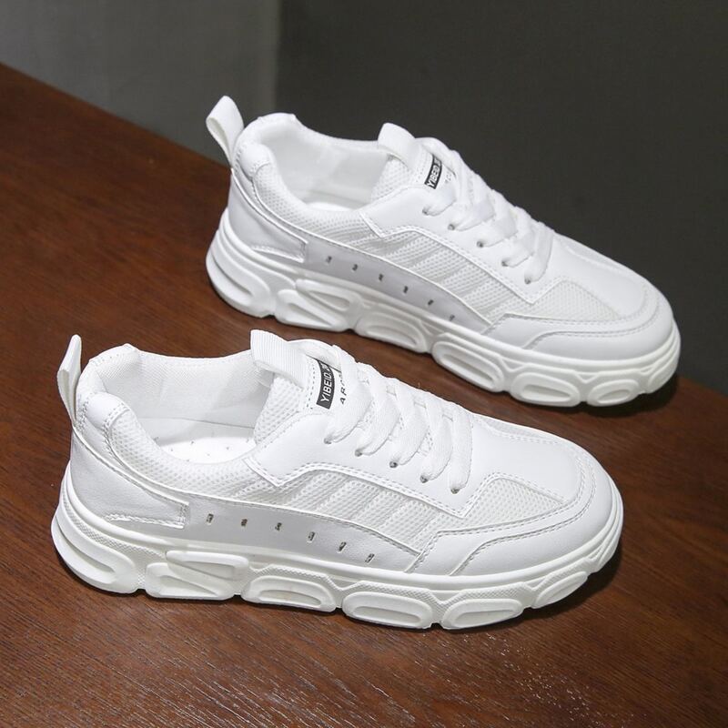 

Lace-up Front Mesh Skate Sneakers, White