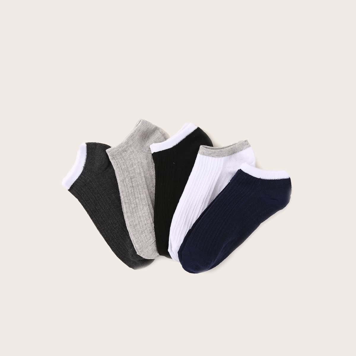 

5pairs Guys Simple Ankle Socks, Multicolor