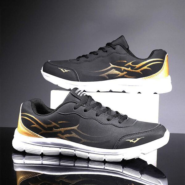

Men Lace Up Front Low Top Sneakers, Black