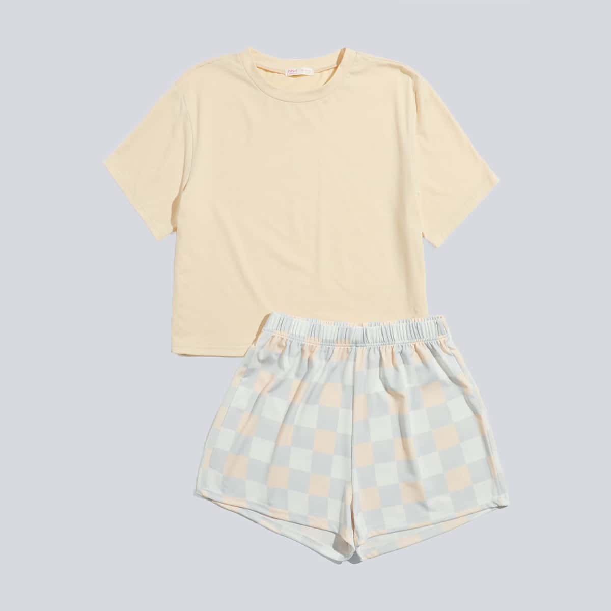 

Plaid Pattern Shorts PJ Set, Multicolor