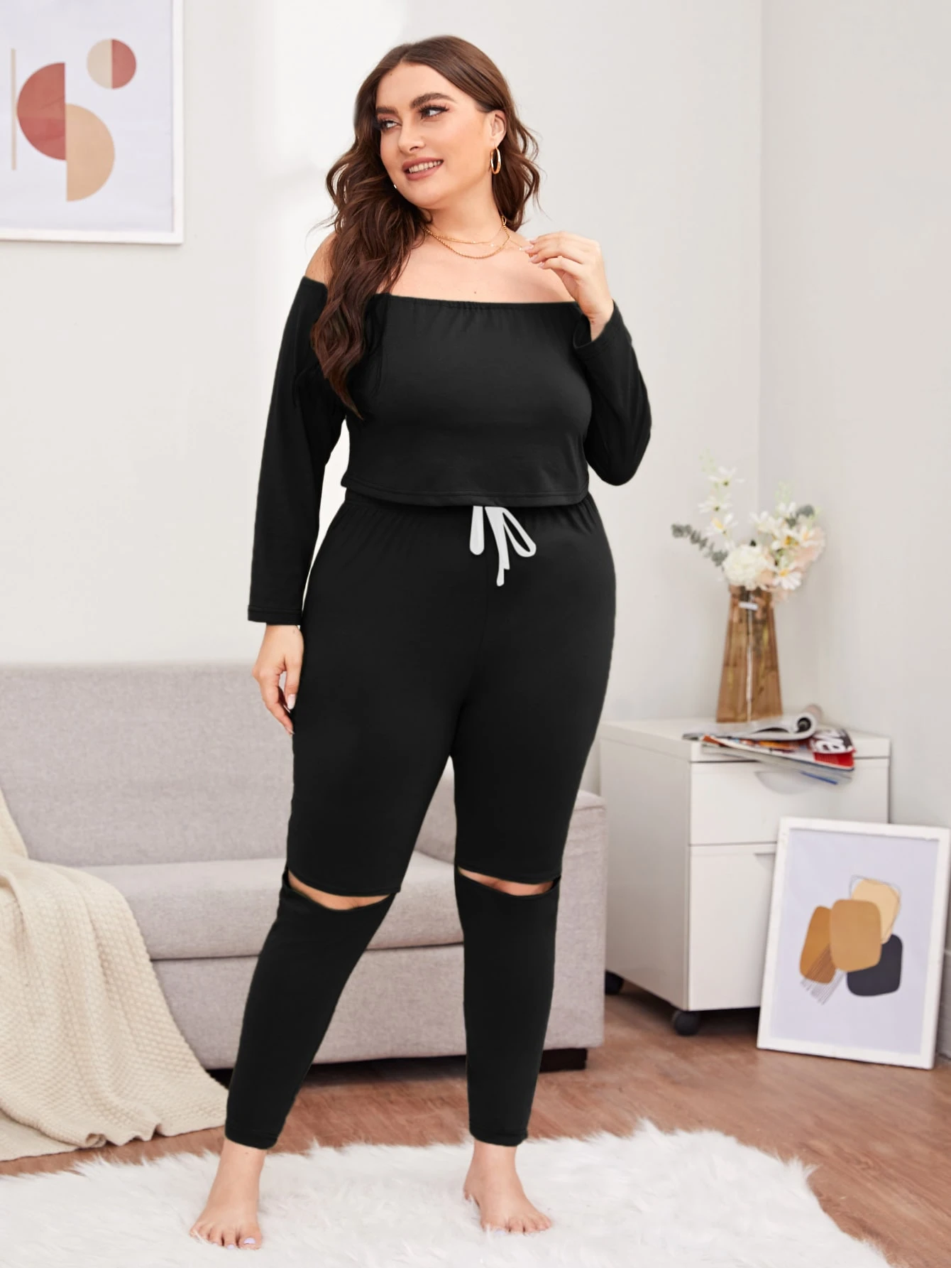 Plus size cut out pants Clearance