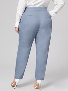 Mulvari 大碼折疊百褶素色褲子