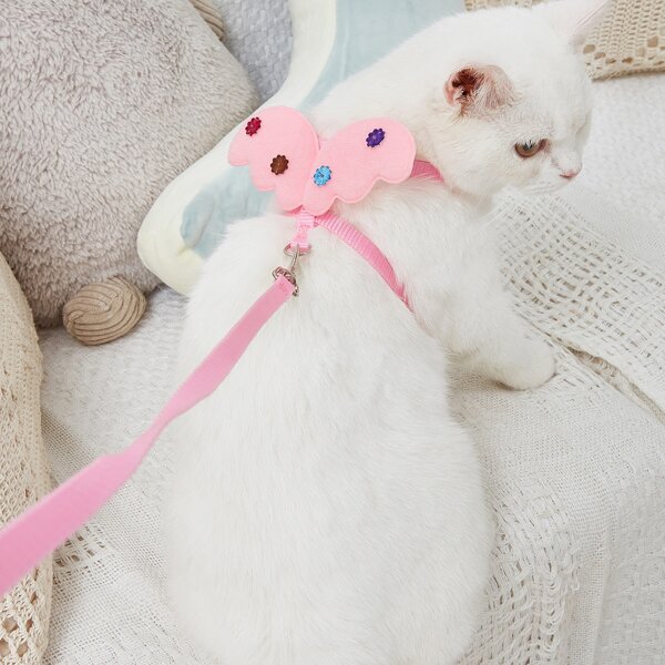 

1pc Release Buckle Cat Harness & 1pc Cat Leash, Pink