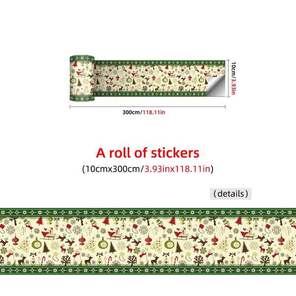 

1pc Christmas Pattern Wall Sticker, Multicolor