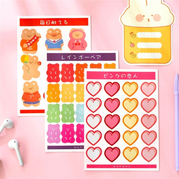 

2sheets Cartoon Graphic Random Sticker, Multicolor