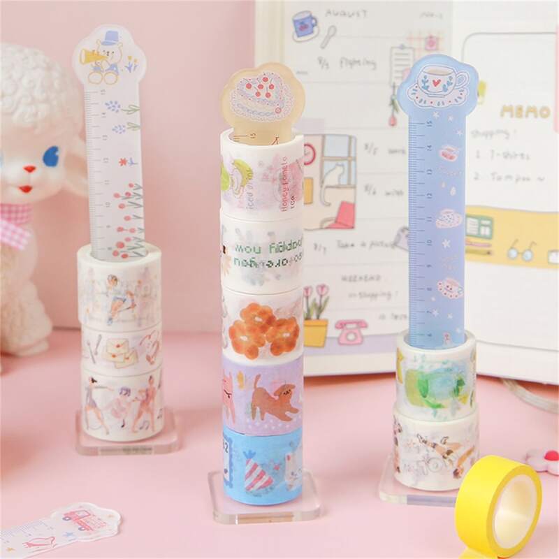 

1pc Cartoon Graphic Ruler With Base, Multicolor