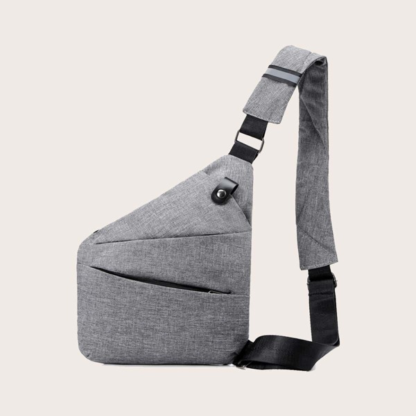 

Men Zip Front Sling Bag, Grey