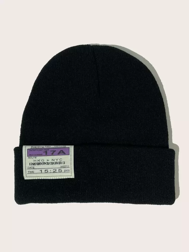 1pc Unisex Letter Embroidered Knit Beanie Cap Suitable For Daily Wear Casual Fall Outfit - Black - View 1