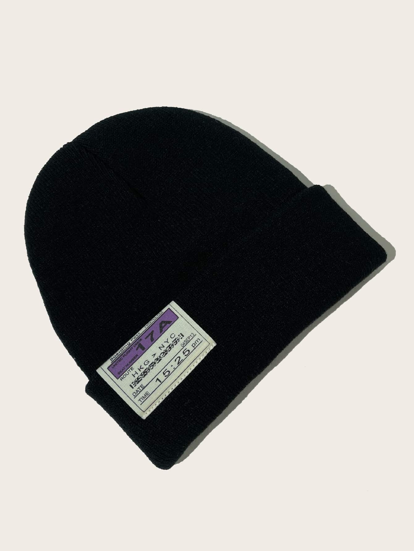 1pc Unisex Letter Embroidered Knit Beanie Cap Suitable For Daily Wear Casual Fall Outfit - Black - View 2