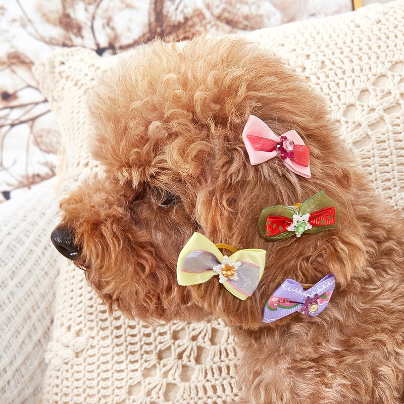 

2pcs Random Bow Decor Dog Hair Tie, Multicolor