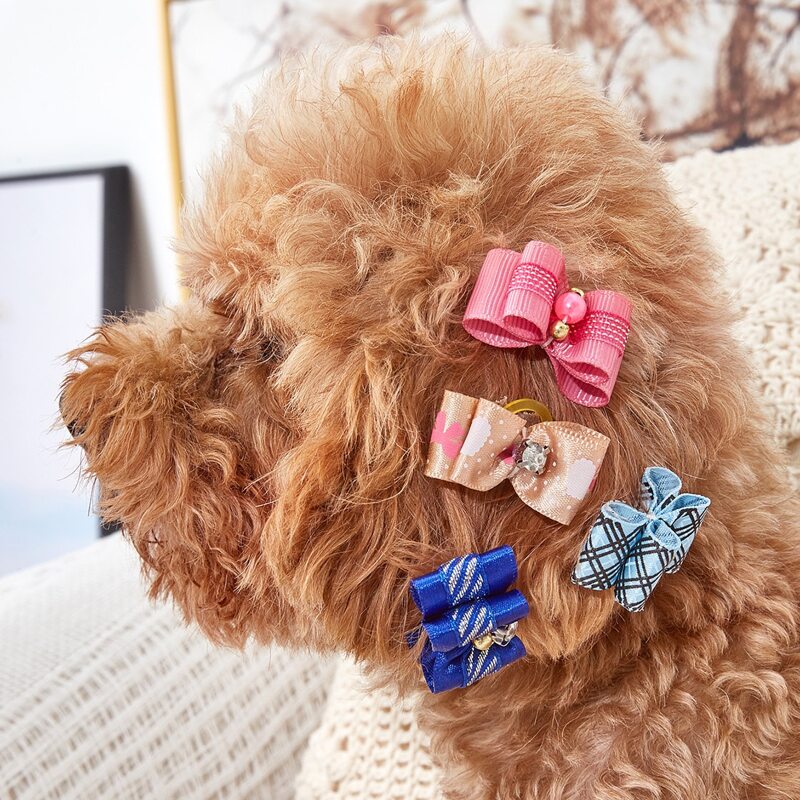 

2pcs Random Bow Decor Dog Hair Tie, Multicolor