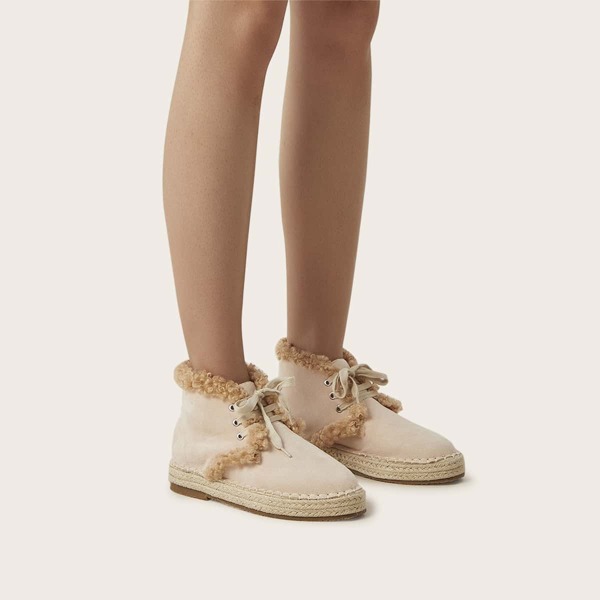 

Lace-up Front Espadrille Ankle Boots, Pink