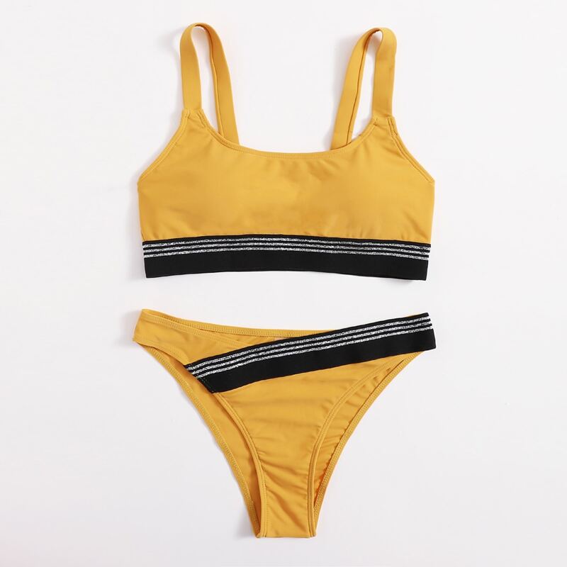 

Stripe Tape Bikini Swimsuit, Yellow