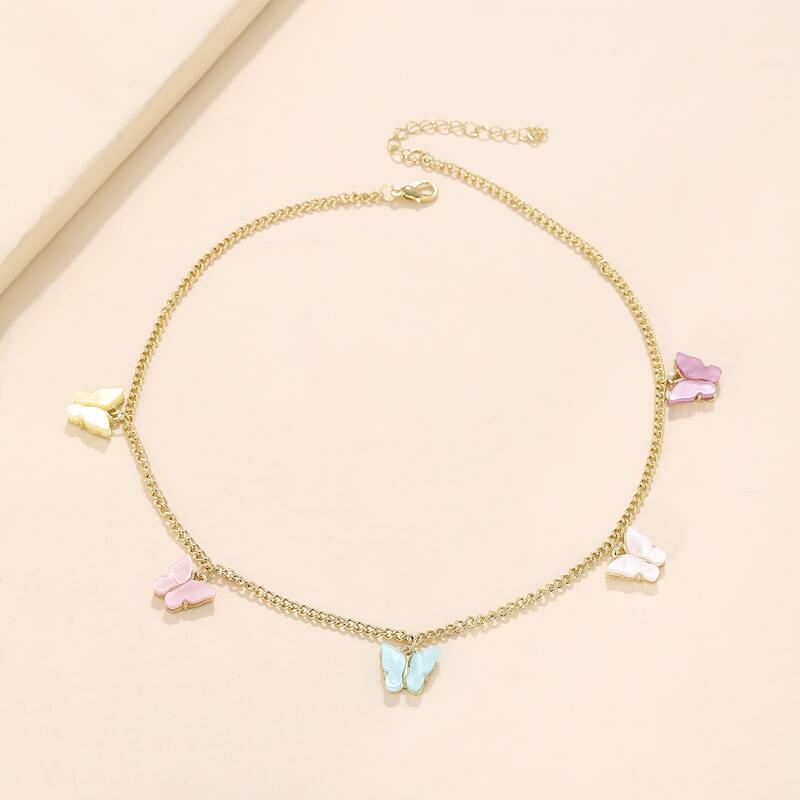 

Butterfly Charm Necklace, Multicolor