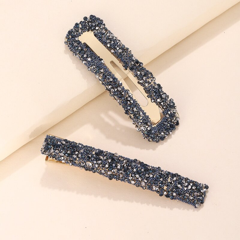

2pcs Rhinestone Hair Clip, Navy blue