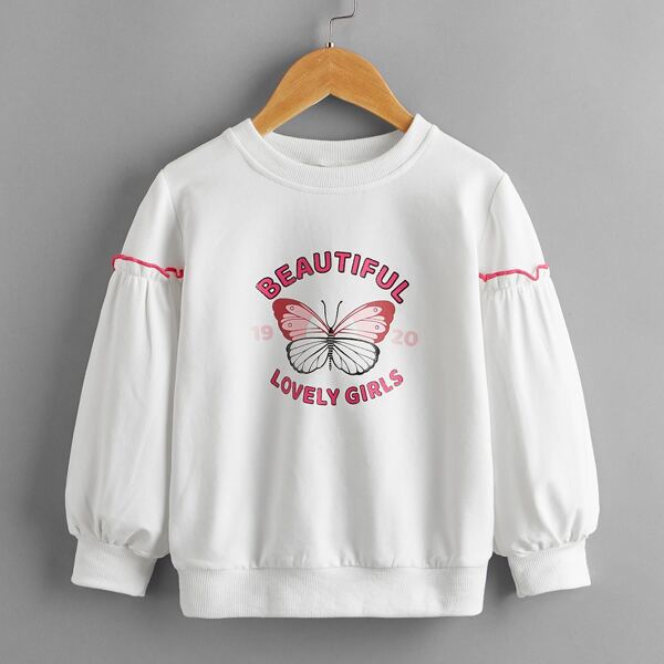 

Toddler Girls Butterfly And Letter Graphic Sweatshirt, White
