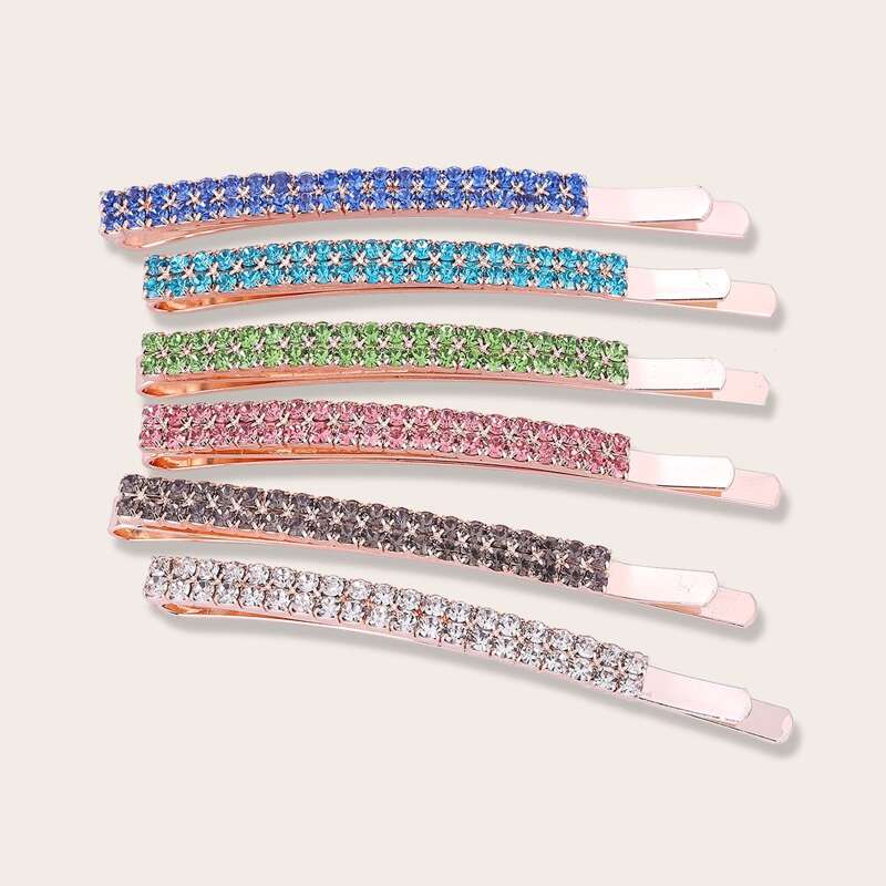 

6pcs Rhinestone Hair Clip, Multicolor
